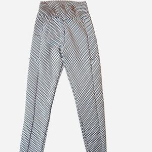 High-Waisted Black & White Patterned Men's Active Leggings